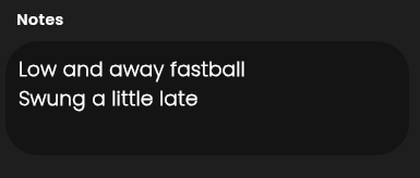 Plate Appearance notes